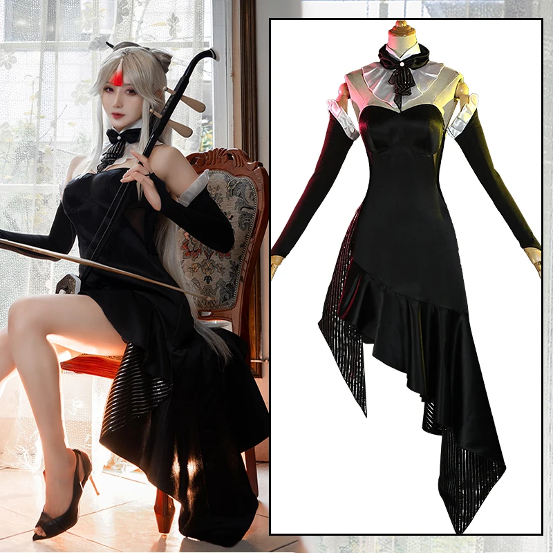 

Game Genshin Impact Ningguang Cosplay Costume Ning guang Concert Black Evening Gown Women Dresses геншин импакт косплей