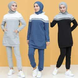 tracksuit set 2021season muslim fashion arabia Dubai fashion trends 100% Made in Turkey abayas hijab clothing muslim sets