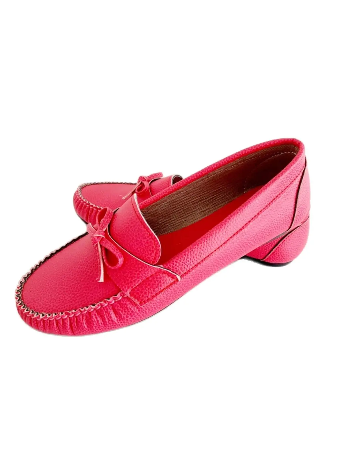 2021YAZ SEASON LADY CASUAL ELEGANT FLAT SLIP-RESISTANT OUTSOLE ARTIFICIAL LEATHER LOAFER SHOES FUCHSIA