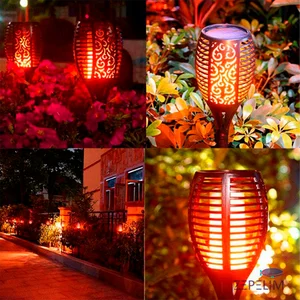 Luminária Para Jardim Luz Solar Efeito Tocha / Chama / Fogo Espeto Prova D'água 6 principais vendas espeto luz solar - №6