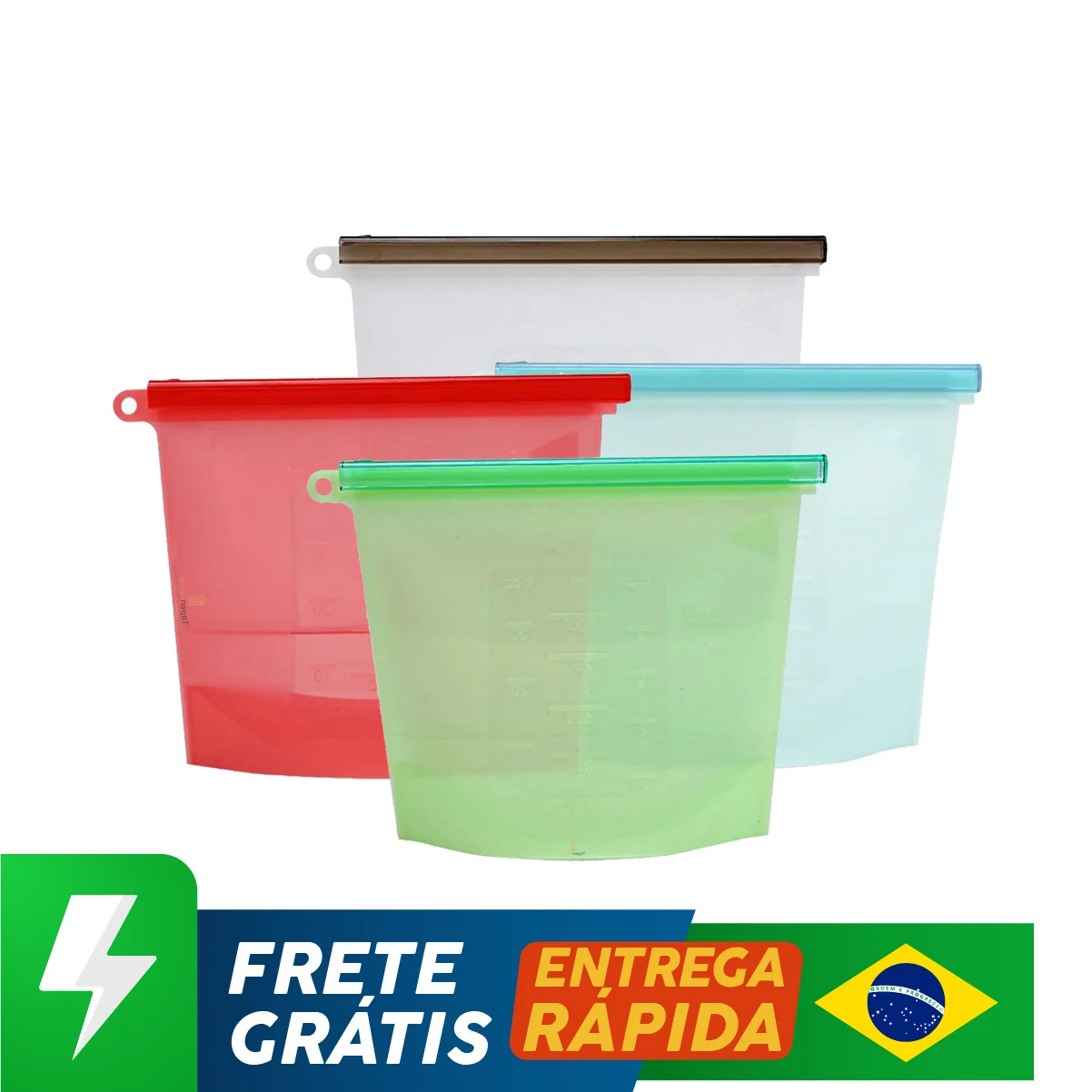 Saco Reutilizável Para Alimentos, Água - Silicone 1 Litro