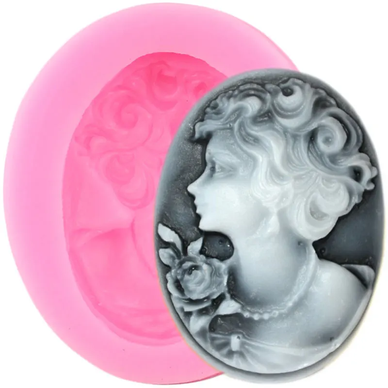 Classic Woman Cameo Silicone Mold Lady Avatar Cupcake Topper Fondant Cake Decorating Tools Candy Resin Chocolate Gumpaste Mould