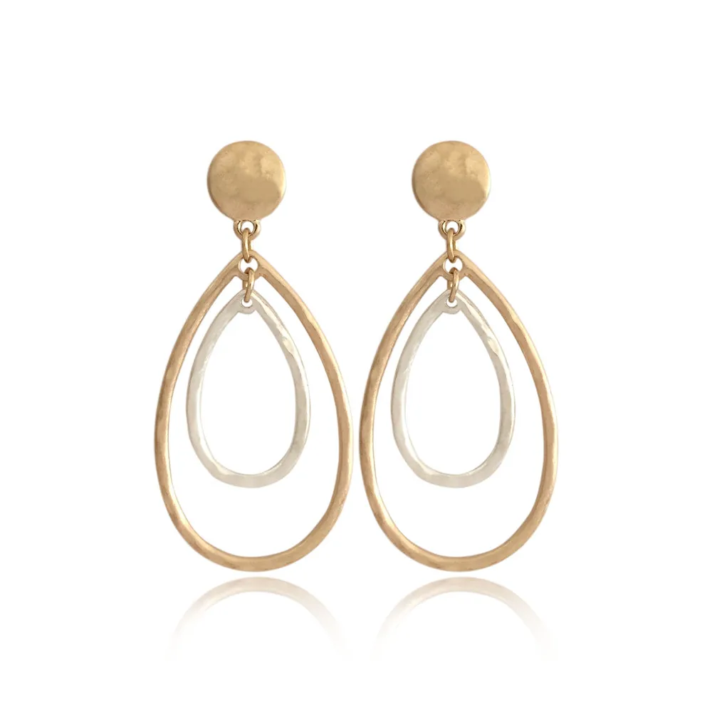 Retro Water Drop Shape Drop Earrings Gold and Silver Color Hollow Water Drop Earrings For Women Casual jewelry