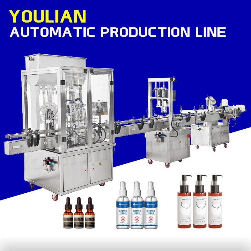 YL-L Automatic Production line Round Plastic Bottle Labeler Sauce Cosmetic Cream Paste Filling Capping and Labeling Machine