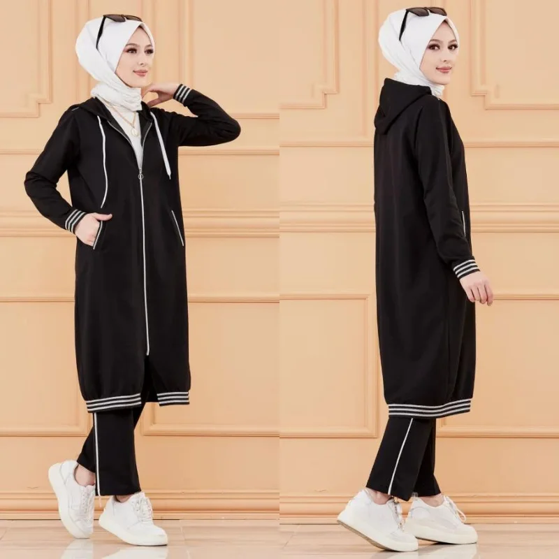 tracksuit set 2021season muslim fashion arabia Dubai fashion trends 100% Made in Turkey abayas hijab clothing muslim sets