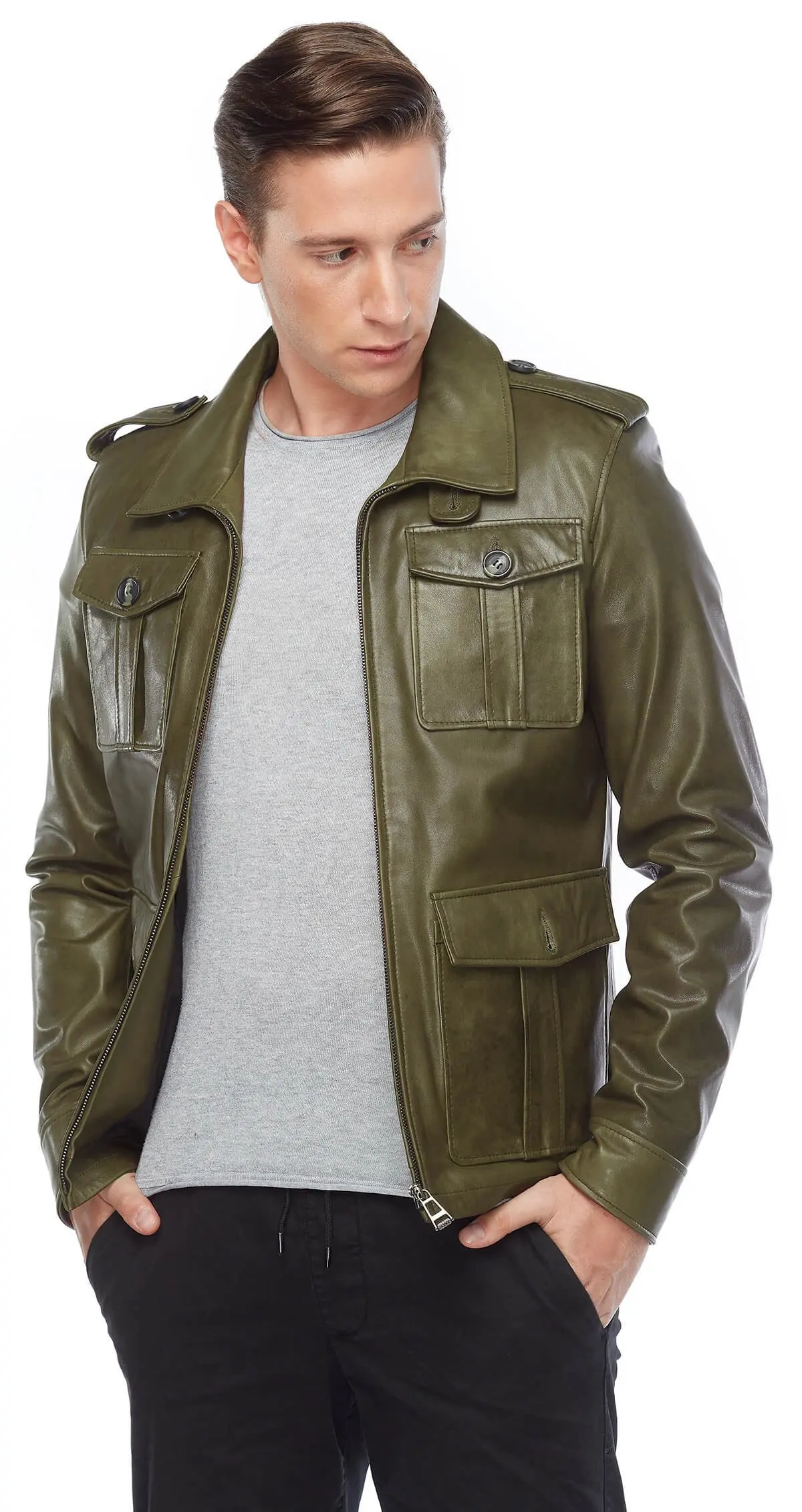 Ares Da Thật Nam Da Xanh Orjinal Da Cừu Thu Đông 2022 Biker Slim Size Lớn VintageTürkiye