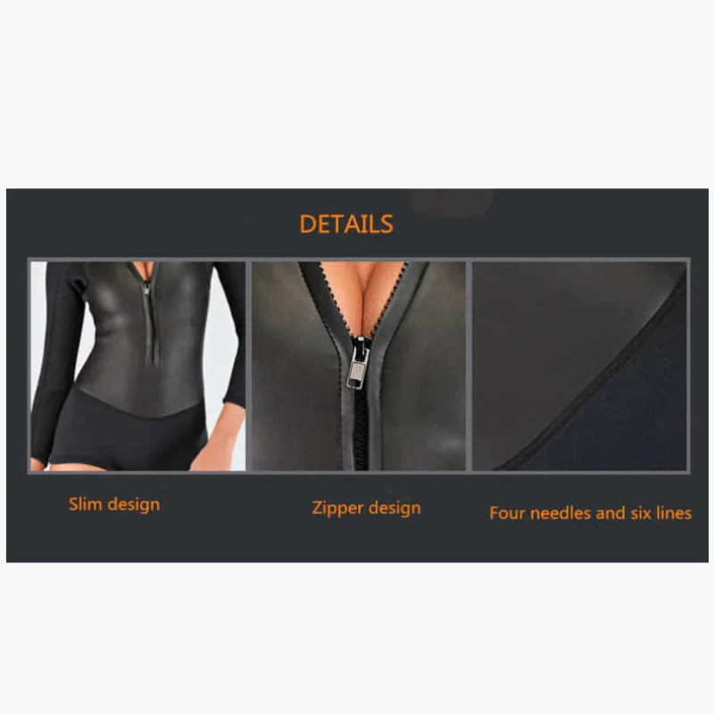 Neoprene 2MM Women Wetsuit Anti-UV Scuba Diving Suit Long Sleeve One-Piece KiteSurfing Spearfishing Dry Suit Kayak Sexy Swimsuit
