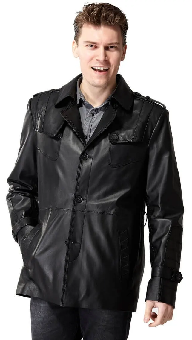 Trench in pelle nera Kagawa maschio Orjinal pelle di agnello autunno inverno 2022 Biker Slim Large Size VintageTürkiye