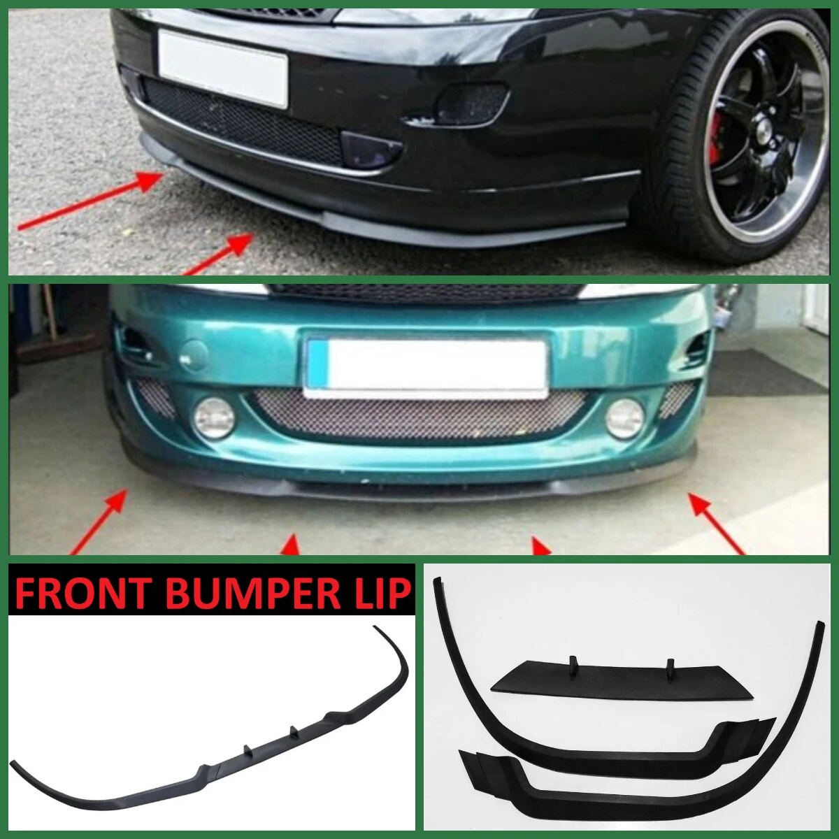 For Ford Focus MK1 ST CUPRA R Front Bumper Lip Universal 3pcs Diffuser Black Bumper Lip Spoiler, Auto Car Tuning Accessories