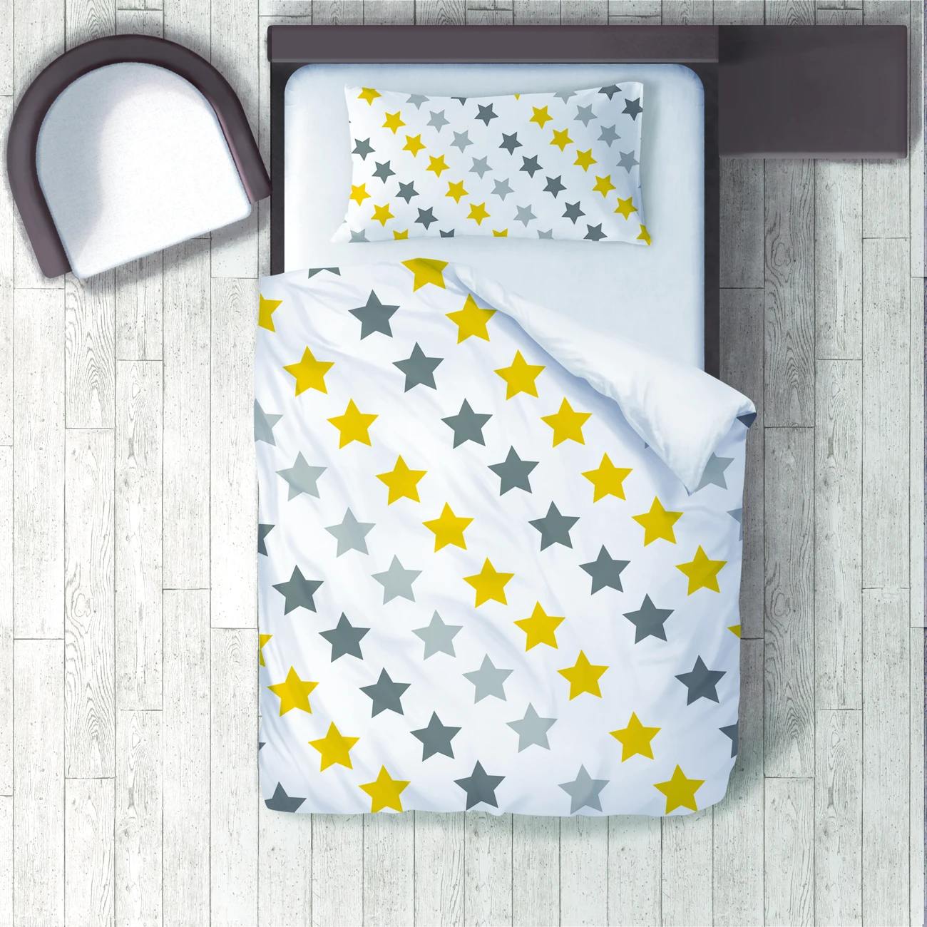 

Duvet Cover Set Bedding Set Pillow Case for Baby and Kids Room 3D Printed Yellow and Gray Stars Model 126