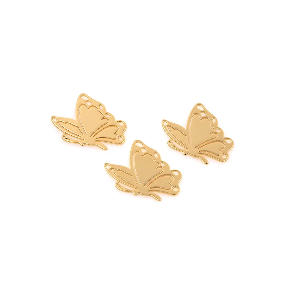 10PCS Filigree Butterfly Connector Brass Pendant Butterfly Charm DIY Animal Insect Bracelet Jewelry Making Supplies 15x20x0.5mm