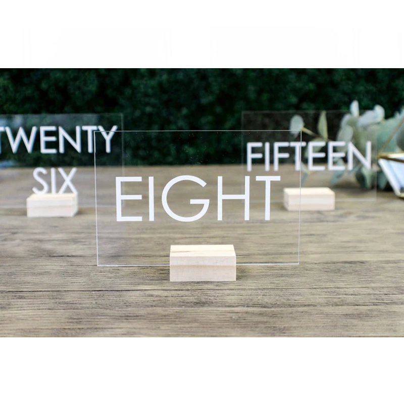 

Wedding Table Numbers with Holder Clear Acrylic Modern Minimalist Acrylic Wedding Signage Rustic Clear Wood Table Number Stand