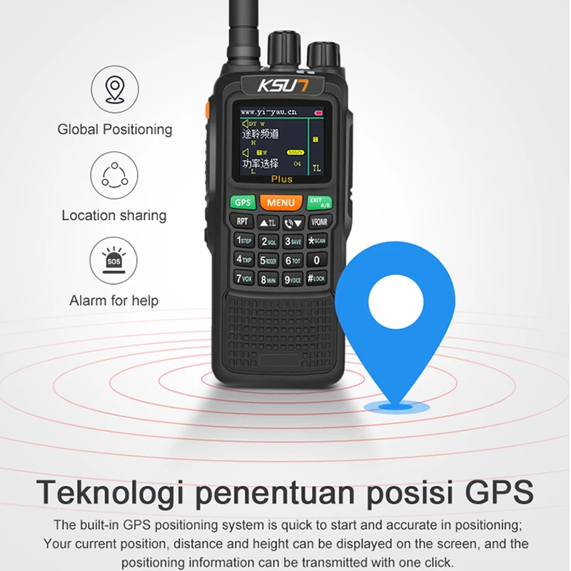 KSUN-X-889 Global Intercom, GPS Positioning Walkie Talkie, Aviation Band, VHF, UHF Radio Station, 10W, 50 km