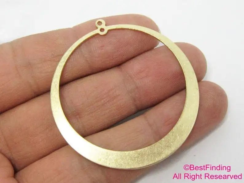 6pcs Round Circle Earring Charms, Brass findings, Earring Accessories, 48x45mm, Round Necklace Pendant, Jewelry Making - R610