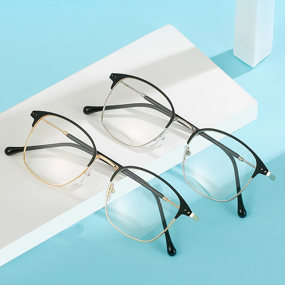 VIVIBEE Metall Photochrome Blau Licht Blockieren Gläser Männer Platz Farbe Ändern UV400 Gaming Brille Anti Filter Sonnenbrille