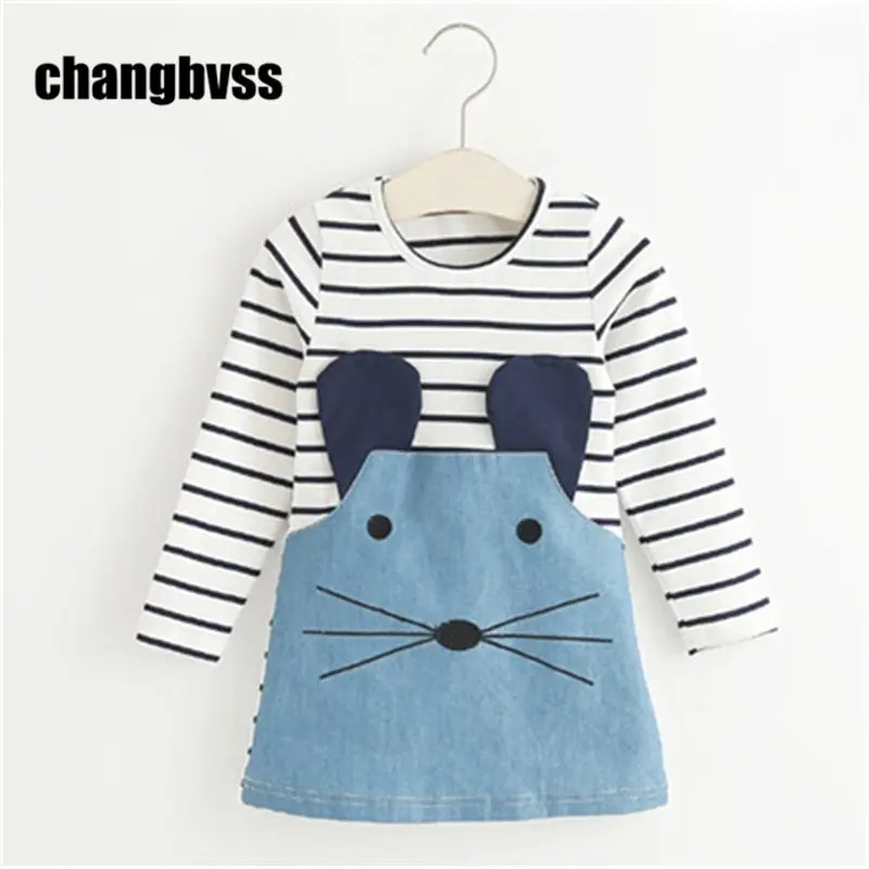 ONE CUTE MOUSE PATTERN SPRING SUMMER DRESS GIRL DRESS CASUAL SATIRI GIRL DRESS LONG/SHORT SLEEVE KIDS GIRLS FOR ELBİSELER