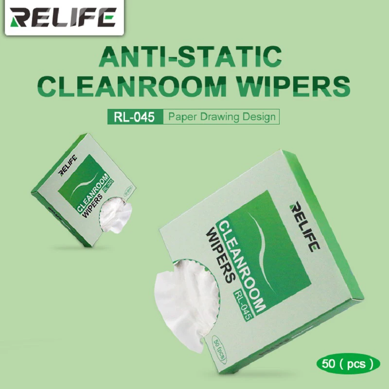 RELIFE RL-045 50Pcs/Box Soft Cleanroom Wiper Cleaning Non Dust Cloth Dust Free Paper Clean for Mobile Phone Tablet Camera
