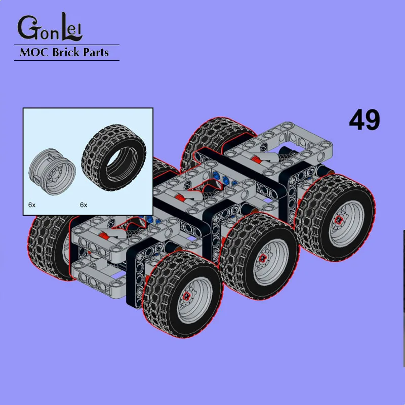 NEW Technical Suspension Trailer Suspendet Axles fit for Truck Chassys 3-Axled MOC Building Blocks Cars Bricks Model Toys Gifts