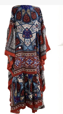 Kuwait Fashion 2022 Bohemian Summer Cotton Printed Loose Butterfly Kaftan Long Dress Oversize Muslim African Caftan Abaya