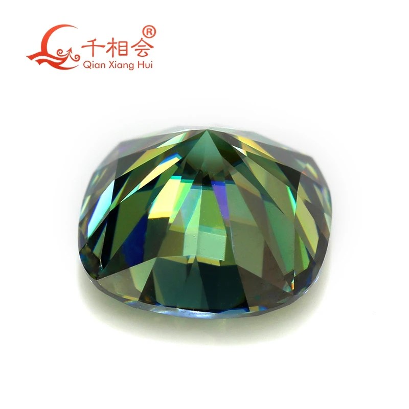 Cushion Shape  0.5ct to 5ct Green Moissanite Loose Stone Natural Diamond Cut Wholesale Gemstone for Jewelry