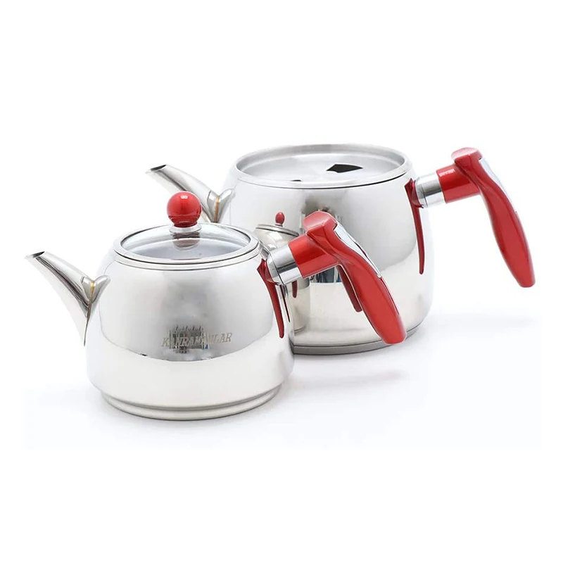 18/10 Stainless Steel Double Tea Pot Samovar Turkish Tea Pot Set Special Gift Hot Water And Tea %100 Original Made in Turkey