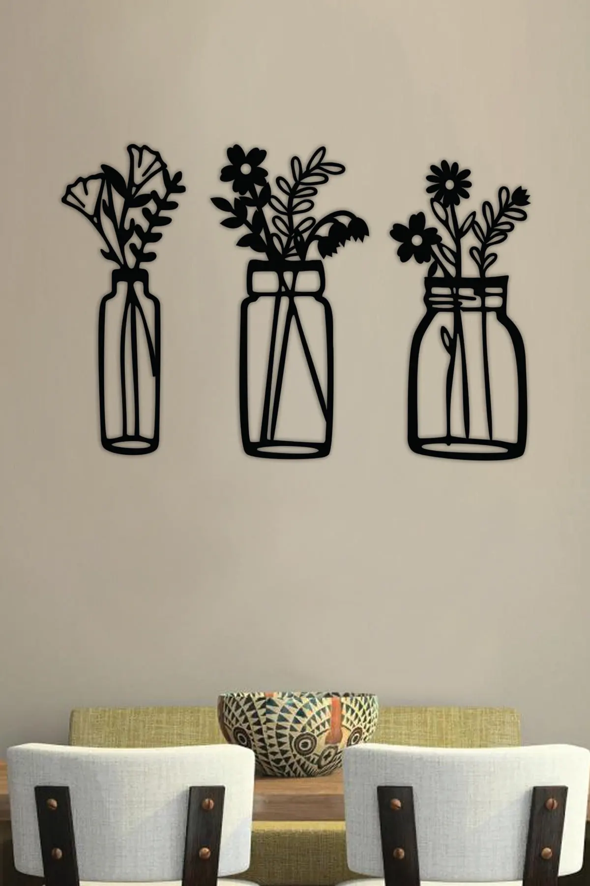 Nt artesanal 3 peça vaso de corte a laser decoração da parede de madeira decorativa