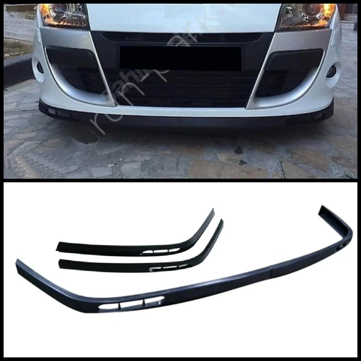 For Renault Megane MK3 Laguna Model Front Bumper Lip Universal 2pcs Diffuser Black Bumper Lip Spoiler Body Kit Tuning