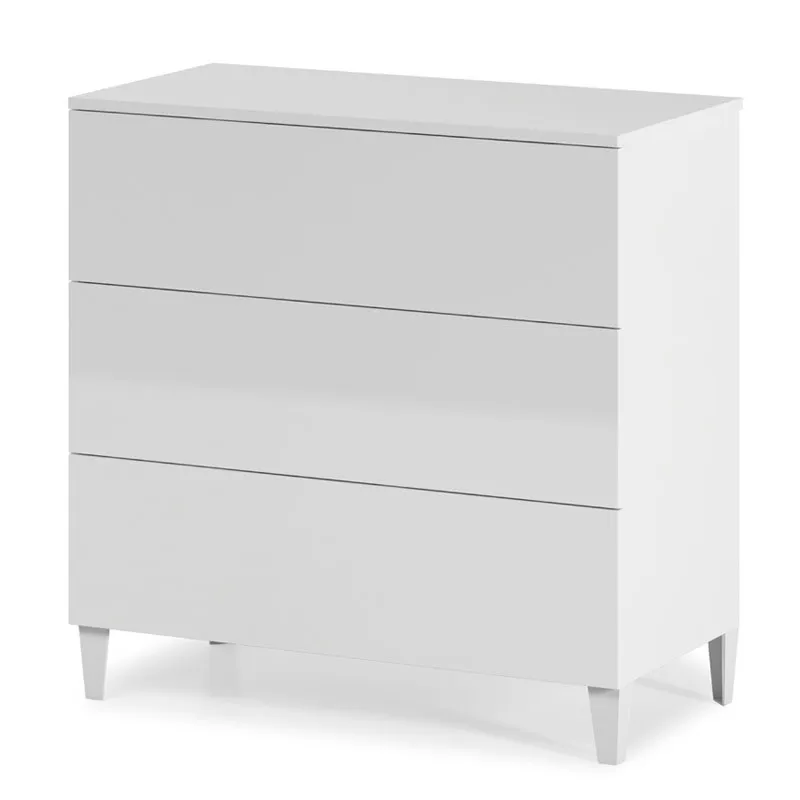 Nordic Style sinfonier Three Drawers White Glitter Finish Size 76x80x40 cm