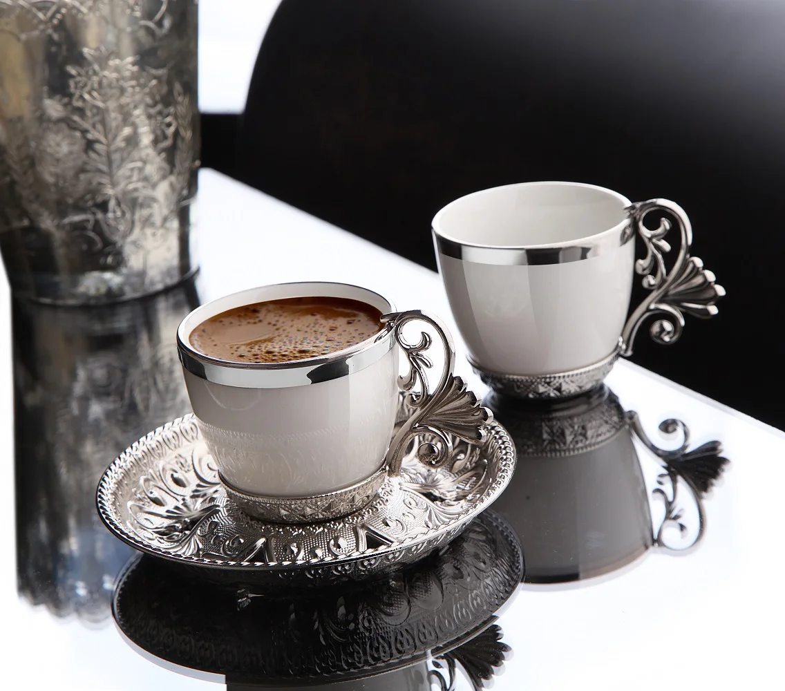 

Lal Coffee Set - Silver White Color