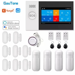 Gautone pg107 4.3 polegada alarme de segurança wifi gsm sistema de alarme para casa suporte tuya app chamada/sms controle remoto