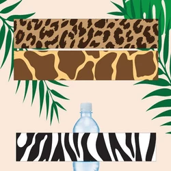 15 Stickers Jungle party water bottle wrappers Safari birthday water bottle labels