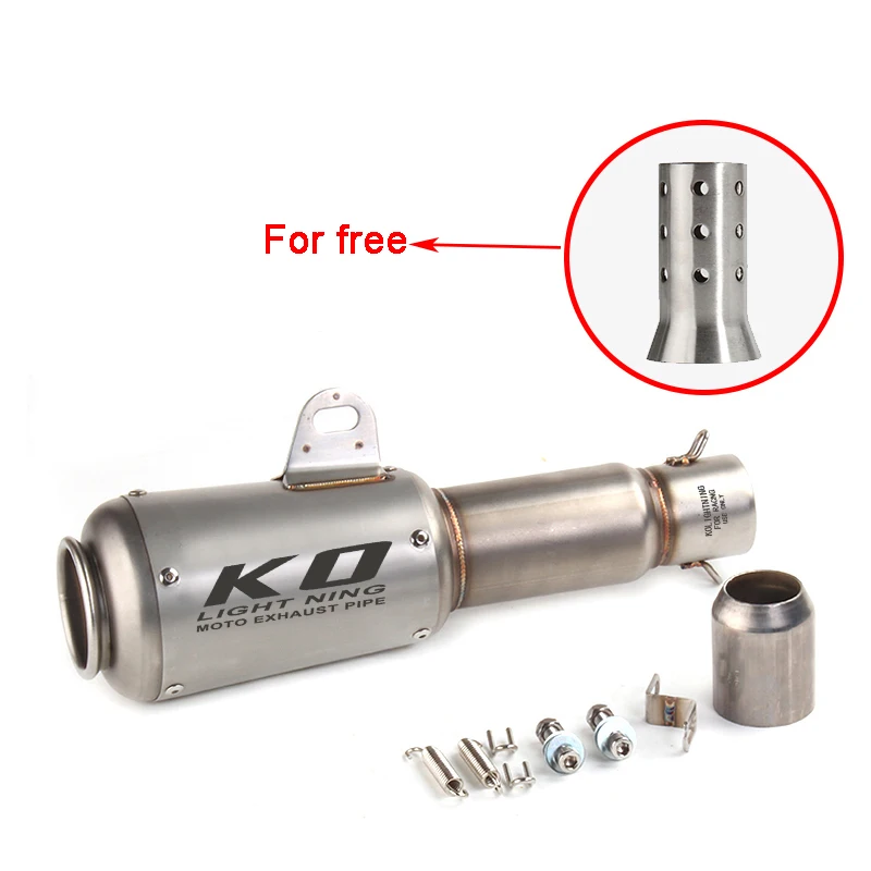 Exhaust Muffler Pipe With Removable DB Killer Silp On For Universal 38-51mm Motorcycle Stainless Steel Baffler System 370mm