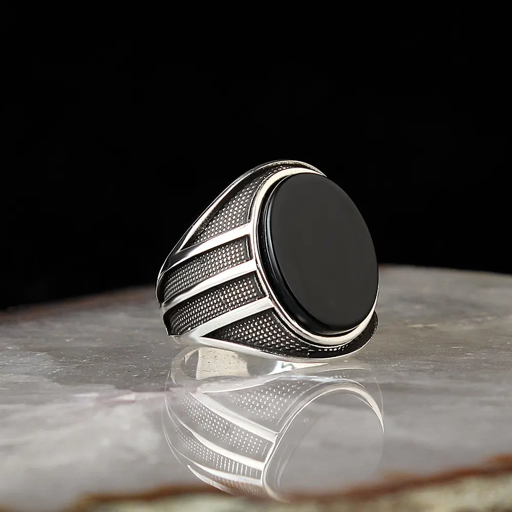 925 Sterling Silver Ring for Men  Onyx Stone Jewelry Fashion Vintage Gift Onyx Aqeq Mens Rings All Size