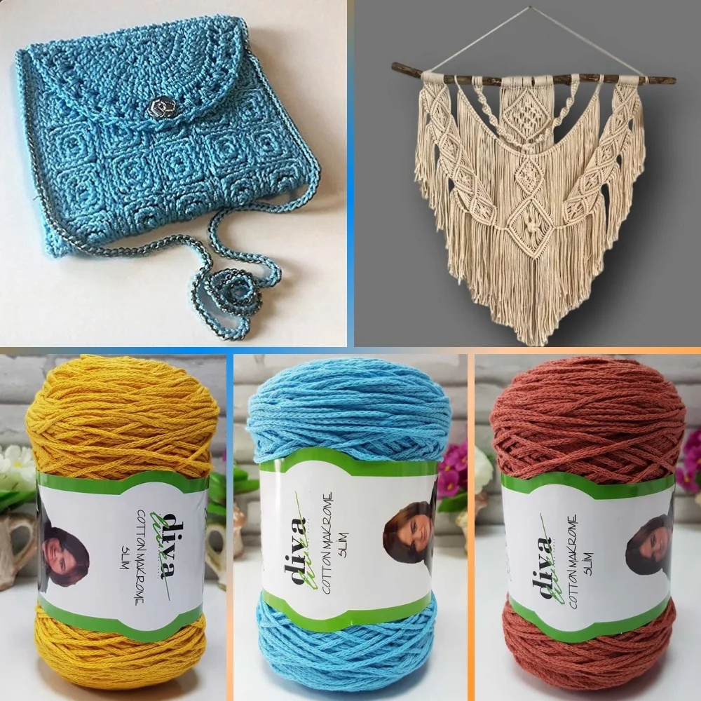 Cotton Macrame Thin - 250g - 275m - Chain - 39 Color Options - Accessory Materials, Door and Wall Decorations, Bag, Pillow, Party, Wedd, Rope, Hammock, Home Textile, Swing, Amigurumi - DIY