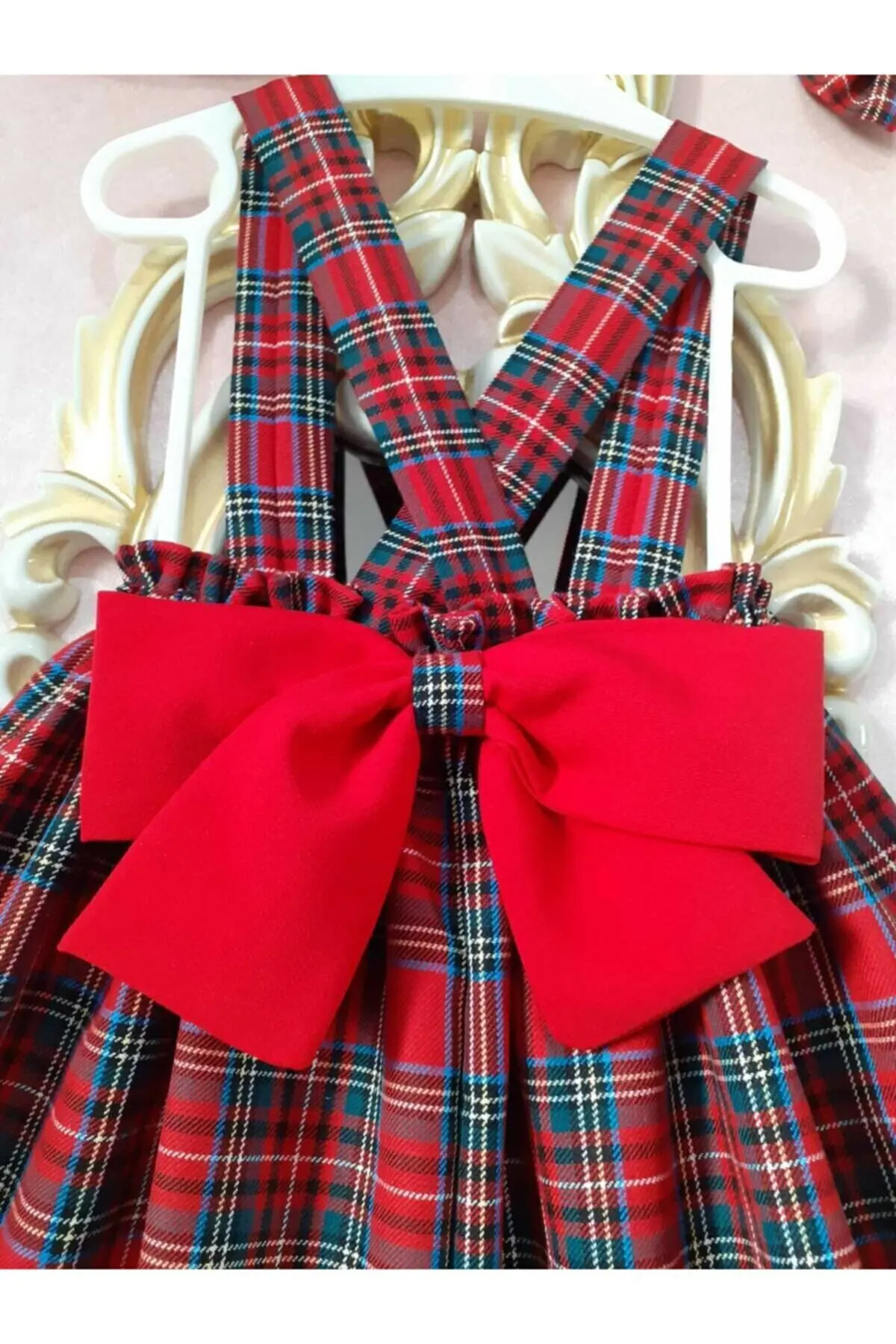 Eylülce Boutique Baby Girl Red Plaid Salopet Suit EYLCBTK02Bindallı Kostüm BİNDALLI ROBE CHILDREN hijab evening dress