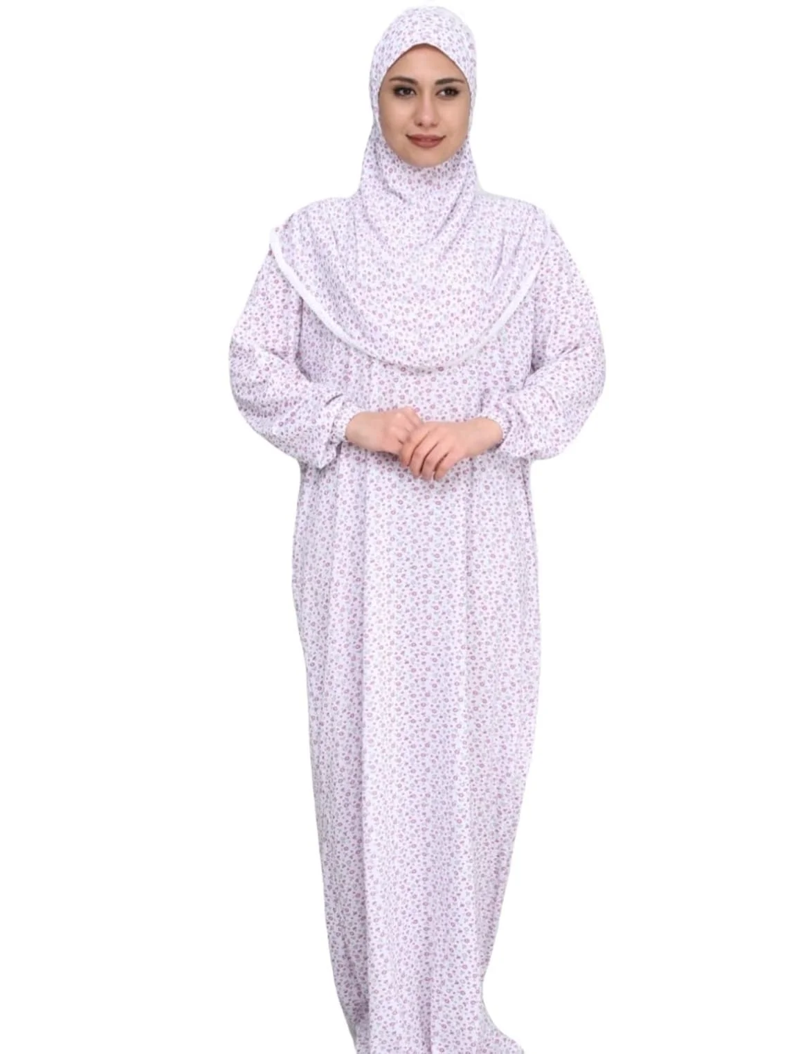 Muslim Full Cover Prayer Abaya Dress Freesize Islamic Traditional Cotton Made in Turkey Female Thin Awe One 1 Piece Hijab