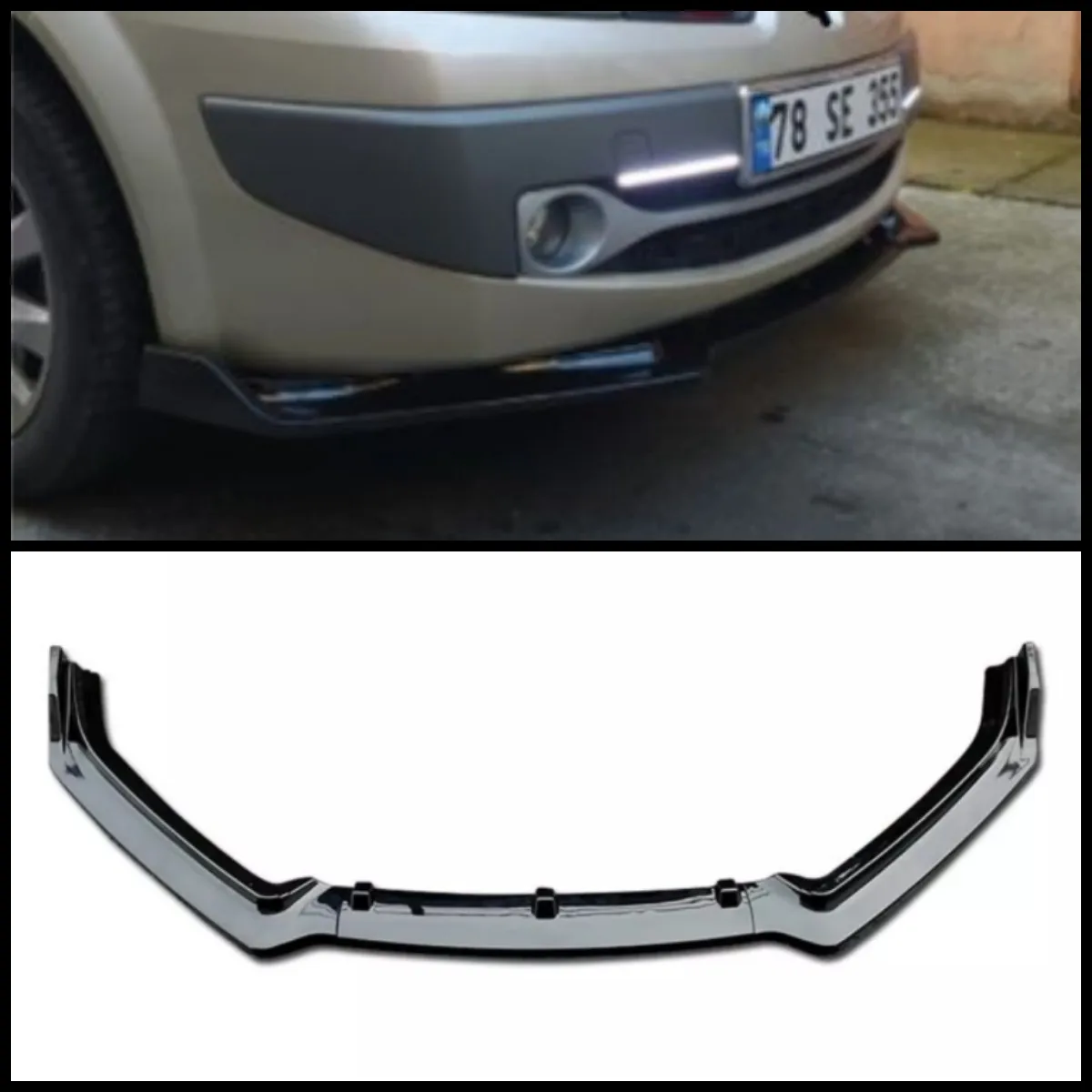 For Renault Megane 2 MK2 Front Bumper Lip Body Kit Spoiler Splitter Diffuser 3pcs HighQuality ABS Plastic Professional Universal