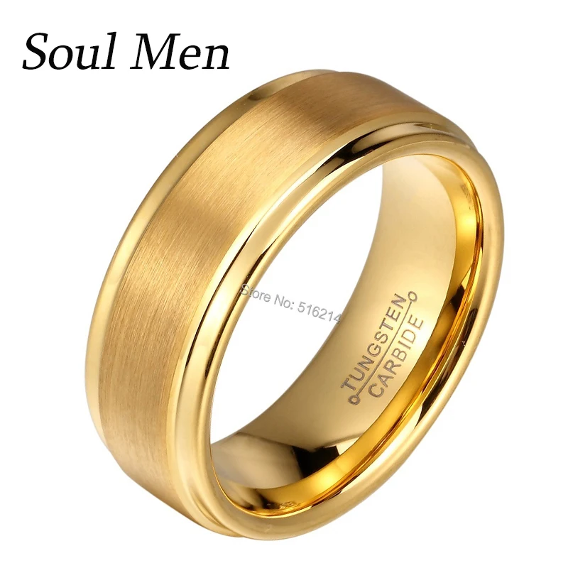 Classic Wedding Bands For Women Men Couples Tungsten Carbide Gold Color Marriage Ring anillo tungsteno pareja boda 4/6/8mm