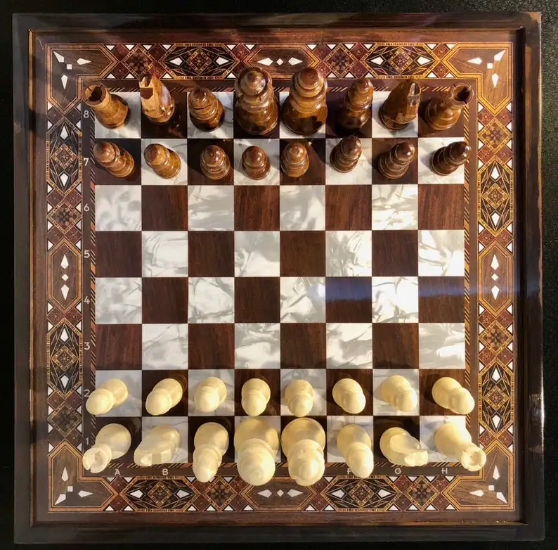 VIP Chess Set Wooden Chess Board Game and Wood Chess Pieces Birthday Gift for Him Gift for Father Anniversary Gift for Husband