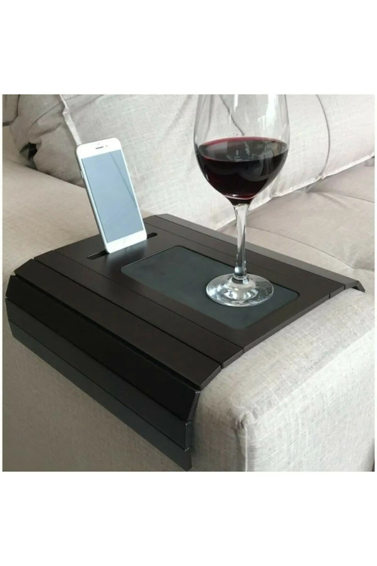 Leather Base Phone Holder Sofa Table Wooden Side Table 50x27 cm Placemat Leather Sofa Armrest Folding Stylish