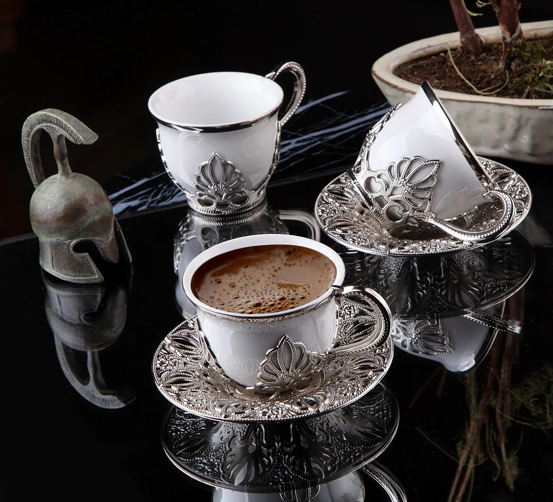 

Turkish Coffee Set - Silver White Color