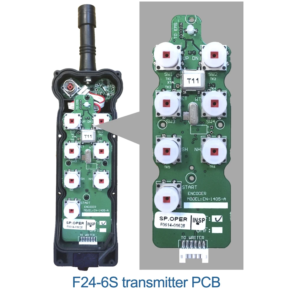 Công Tắc Cảm Ứng Công Nghiệp 6 Phím Không Dây Cần Cẩu Điều Khiển Từ Xa F24-6S F24-6D Phát Bộ Phát PCB Hoặc CPU Bảng Mạch
