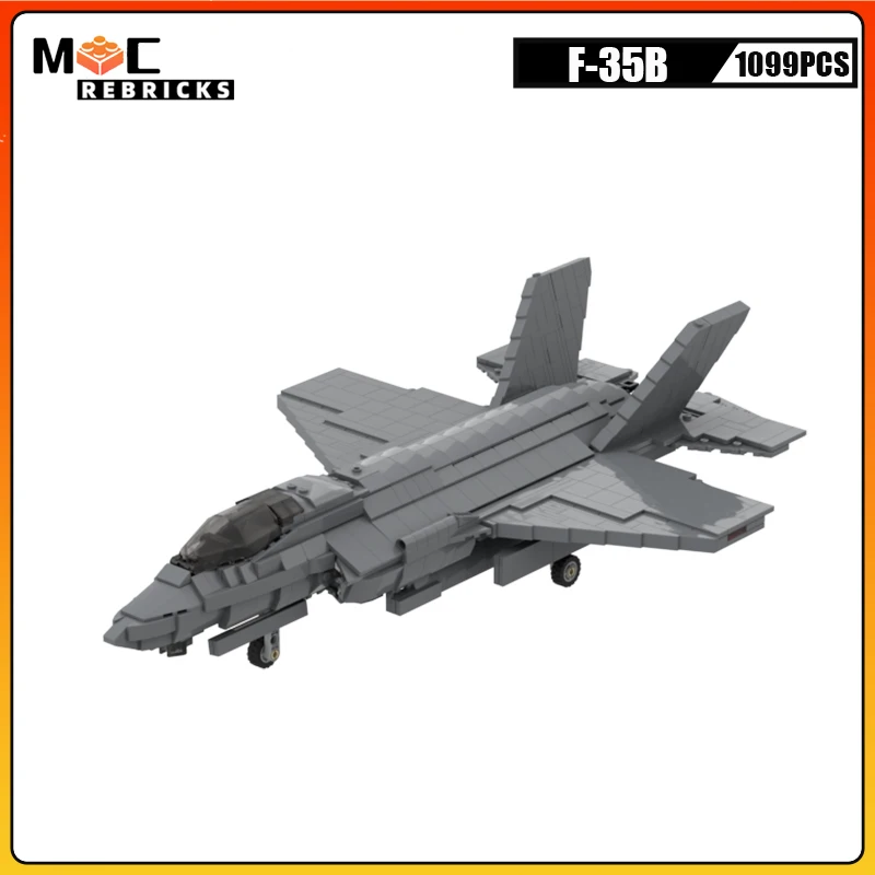 WW2 Military Wars Weapon US F-35B Fighter MOC Building Blocks Air Combat Aircraft Bricks Toys For Children Gifts