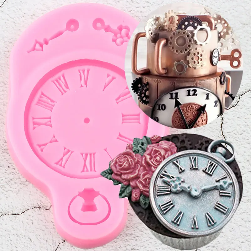 Clock Watch Relief Silicone Mold Cupcake Fondant Cake Decorating Tools Chocolate Gumpaste Mould Resin Clay Candy Molds