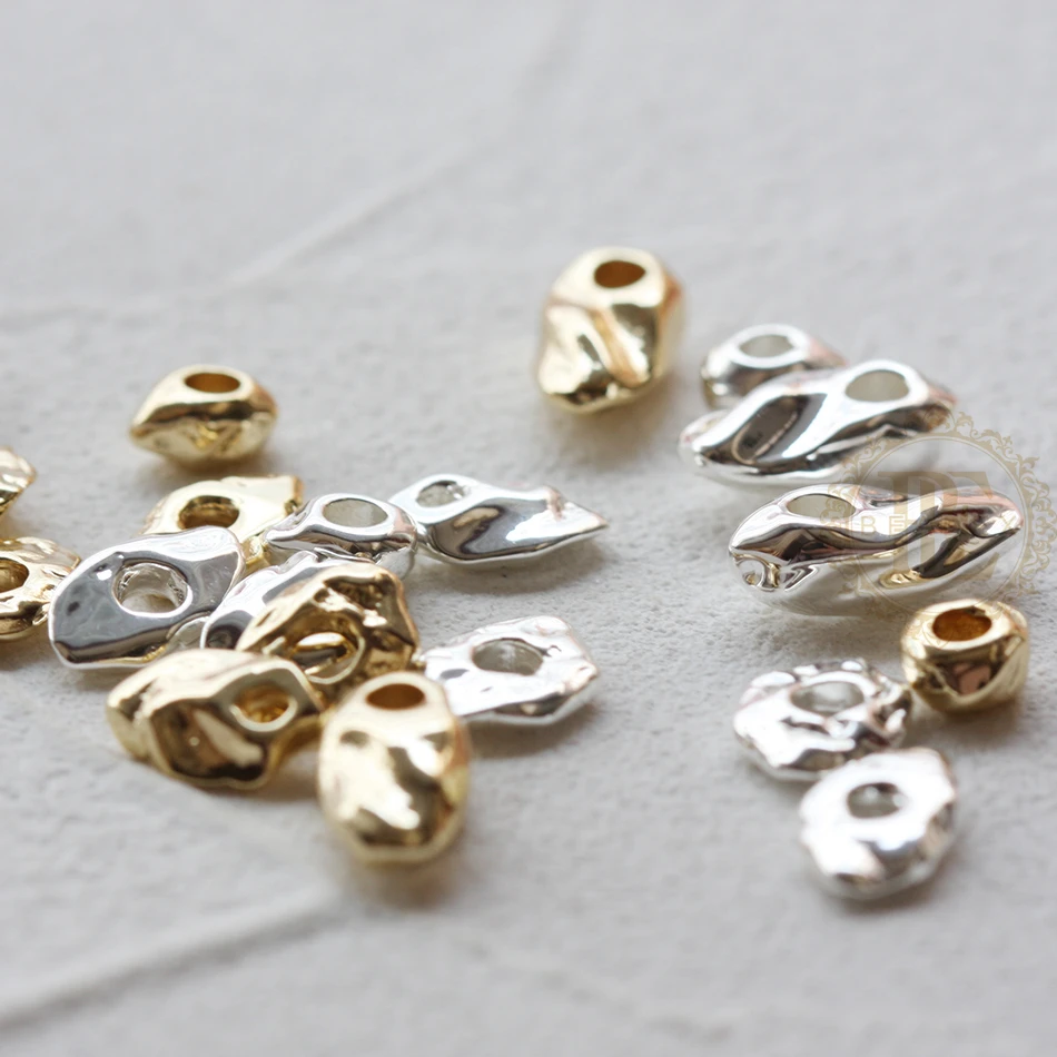 

DIY Supply-One Piece Premium Plated Solid Brass Findng Textured Irregular Spacer (4718C)