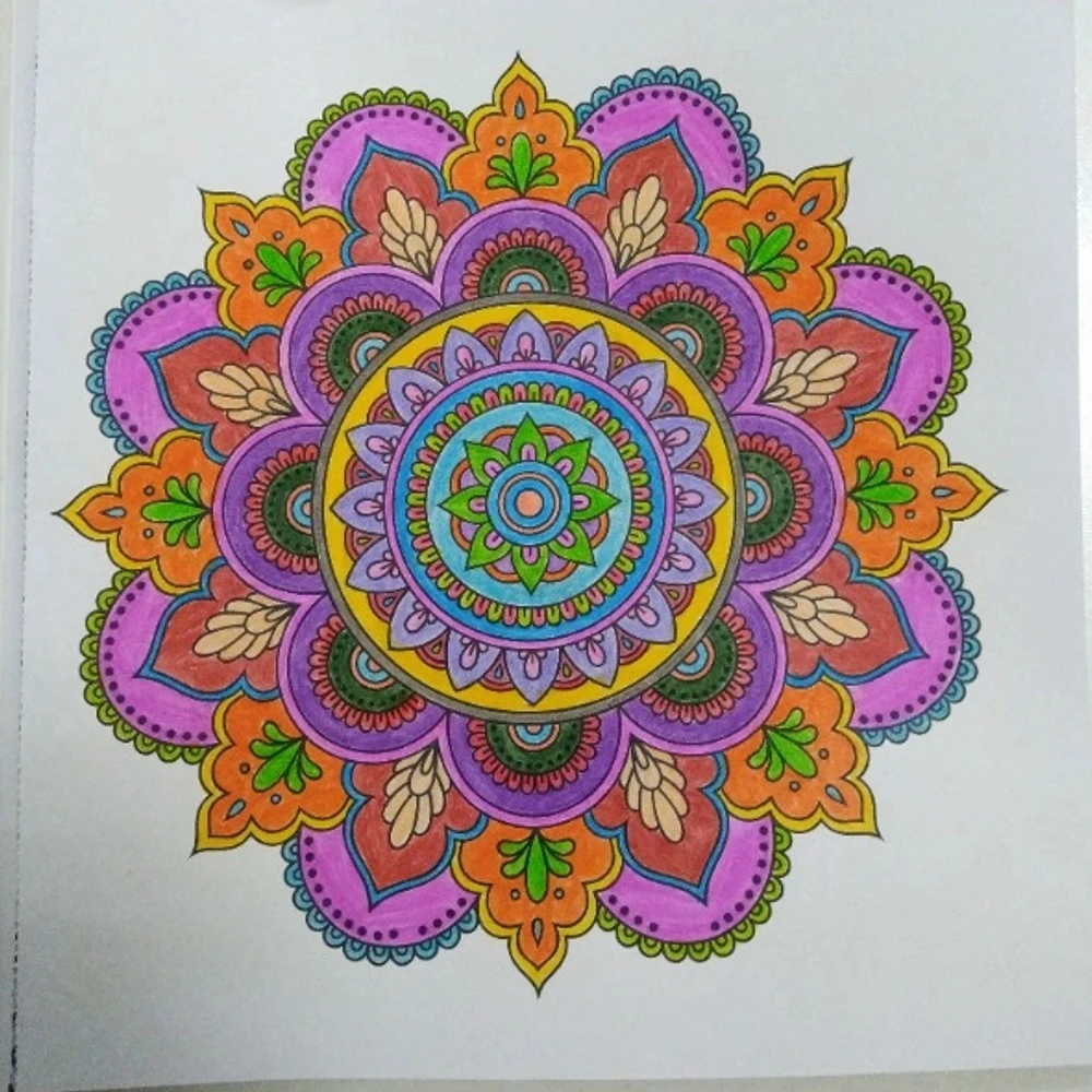 48 page Mandala Adult Coloring Book For Stress Relaxing Flower Motif Geometric Shaped