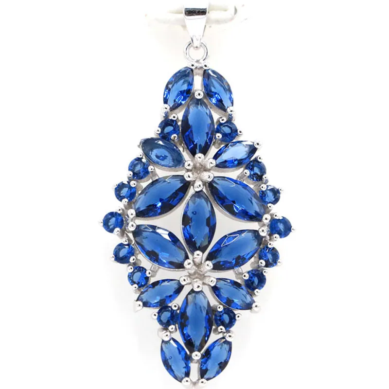 46x23mm Multi Color 5.6g Citrine Peridot Aquamarine Tanzanite Tourmaline For Bride Wedding 925 Solid Sterling Silver Pendant