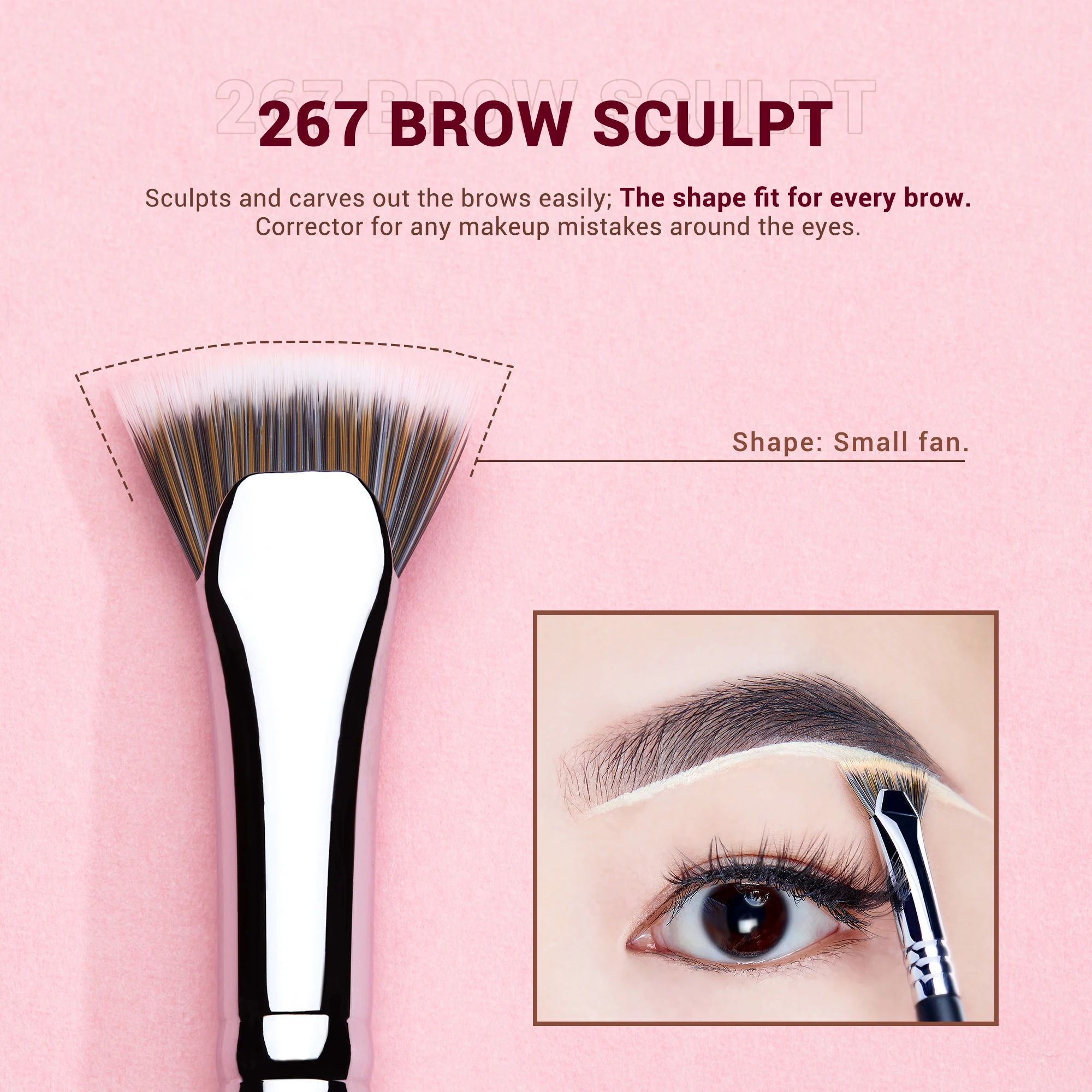 Jessup Eyebrow brushes set,3pcs Pro eyebrow brush,synthetic,brow sculpt/slim flat angled brows brush/precision definer T326