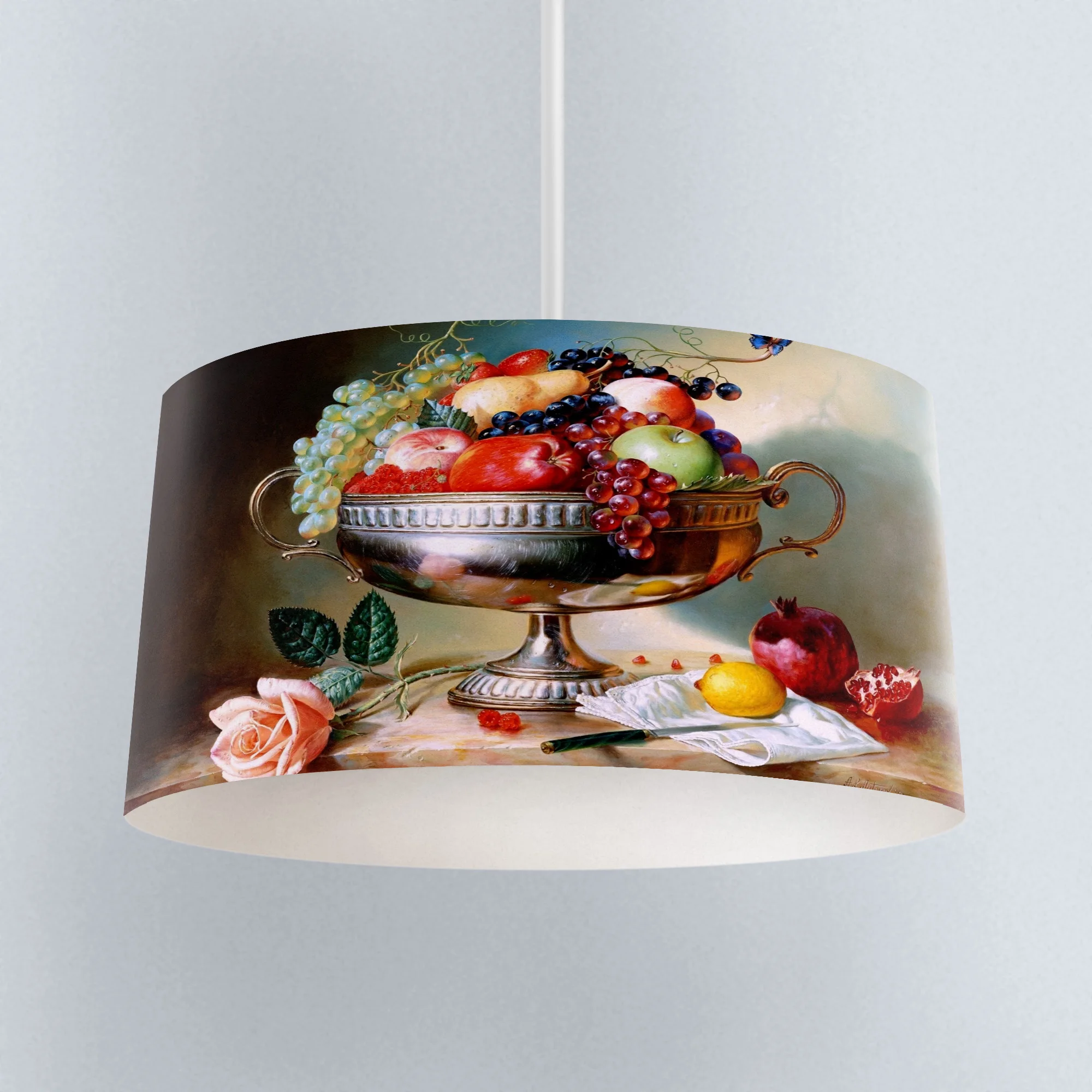 

Else Colored Apple Fruits in Plates Printed Fabric Kitchen Chandelier Lamp Drum Lampshade Floor Ceiling Pendant Light Shade