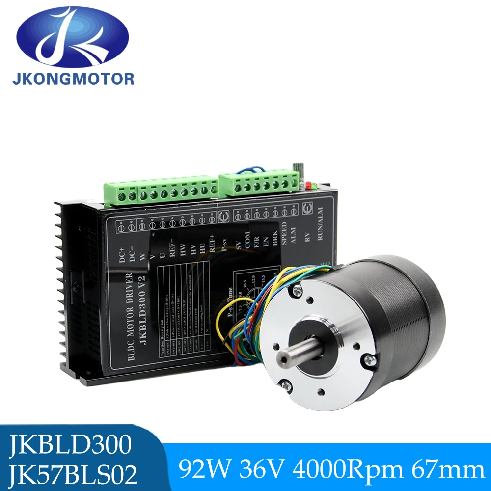 Motore Jkongmotor Nema23 BLDC 57 motore DC brushless con flangia rotonda o quadrata 57BLS02 36V 4000RPM 92W 3.6A con driver BLD120